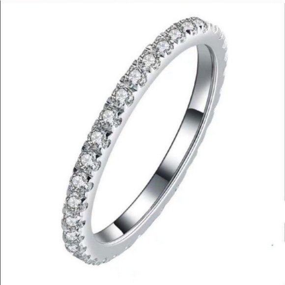 undefined Jewelry - **18K White Gold Diamond Eternity Stackable Ring